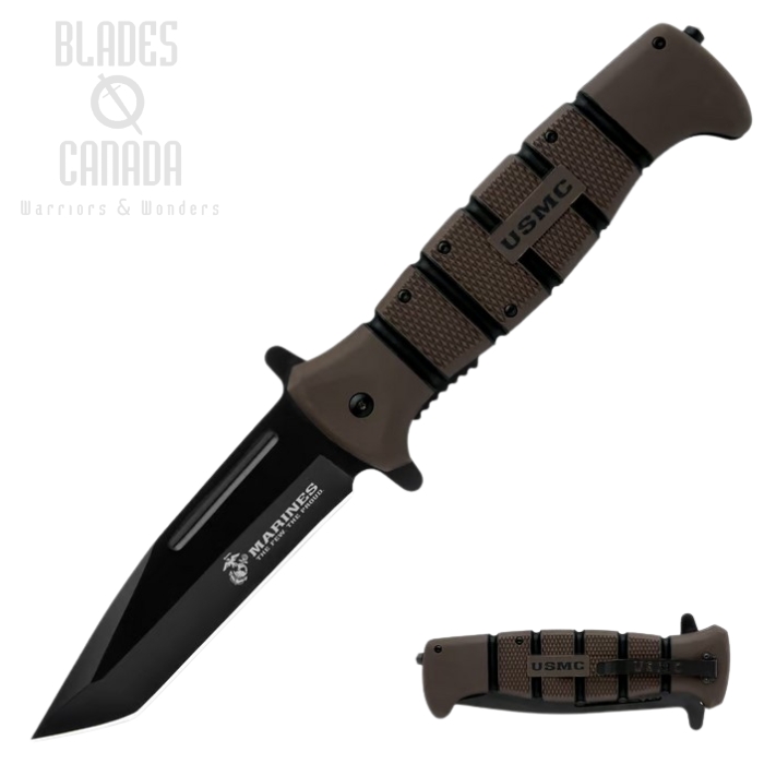 USMC Tanto Maximum Flipper Folding Knife, 12.5" Overall, Assisted Opening, UC3641